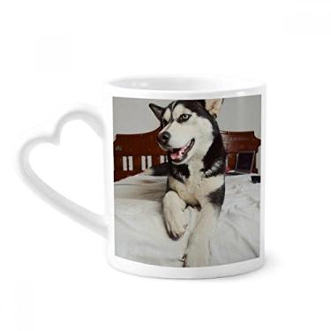 Imagem de Caneca para quarto de animal de cachorro Husky Picture caneca café cerâmica copo de coração de vidro