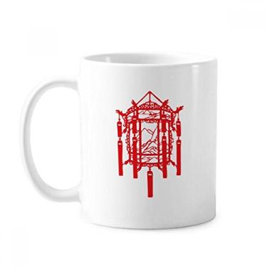 Imagem de Caneca de corte de papel chinesa lanterna vermelha cerâmica xícara de café porcelana louça