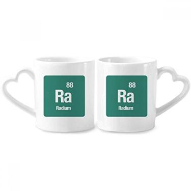 Imagem de Ra Radium Chemical Element Conjunto de canecas de porcelana para casais, copo de cerâmica para amantes e coração