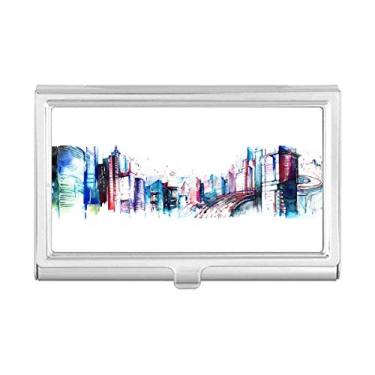 Imagem de Capa para cartão de visita em aquarela com arranha-céus de construção moderna