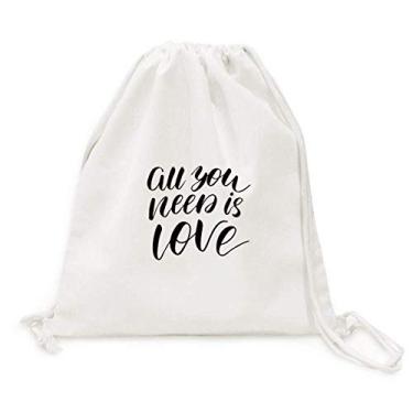 Imagem de Mochila de lona com cordão All You Need Is Love com citação