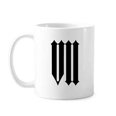 Imagem de Algarismos romanos Sete em silhueta preta Caneca cerâmica café porcelana louça