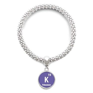 Imagem de DIYthinker K Potássio Elemento Queixo Prata Pulseira Pingente Redondo Joia Corrente