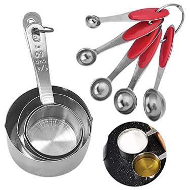 Imagem de Kit Medidor de Cozinha 9 Peças Medidas Sopa Colher Copo Xicara Em Aço Inox