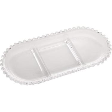 Imagem de Petisqueira Cristal C/3 Divisoes Oval Pearl 30X15x2cm - Rojemac