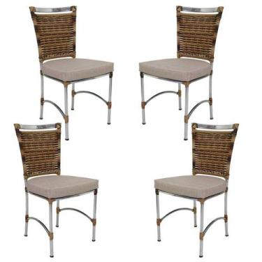 Imagem de 4 Cadeiras Em Alumínio E Fibra Sintética Jk Cozinha Edícula - Trama Or