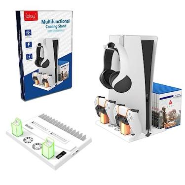 Imagem de Suporte Multifunção Cooler Carregador 3 USB Para PlayStation 5 Digital Ultra Base Branco