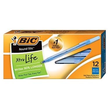 Imagem de BIC® Caneta esferográfica Round Stic® Xtra Life; azul; pacote com 12