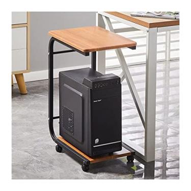 Imagem de GRFIT Suporte de CPU Suporte de torre de PC de 2 andares, suporte de CPU em forma de C com moldura de metal e rodas giratórias, suporte de chão para PC móvel para escritório em casa cabe na maioria dos suportes de torre de PC PC (Cor: B)