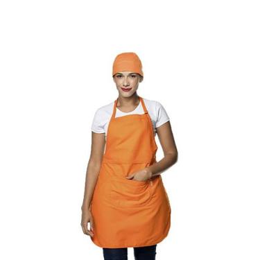 Imagem de Avental E Bandana Laranja Chef Cozinha Bar Kit Unissex - Du Chef