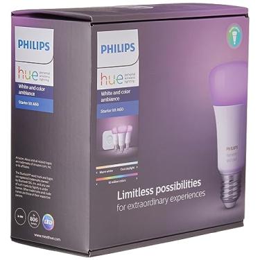 Imagem de Philips Hue Starter Kit Casa Inteligente 9W, 220V - 3 Lâmpadas + Hub, Iluminação Inteligente Controlada Por Wifi e Bluetooth, Compatível com Alexa