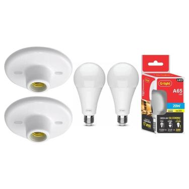 Imagem de Kit 2 Plafonier Plafon Teto Soquete Porcelana E27 Branco