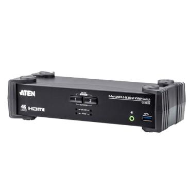 Imagem de ATEN CS1822 Interruptor USB 3.0 4K HDMI KVMP de 2 portas - 2 computadores - 1 usuário local - 4096 x 2160-6 x USB - 3 x HDMI - Desktop