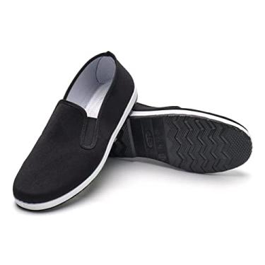 Imagem de Sapatos de Tai Chi, Sapatos de Kung Fu de Lona Tradicional Chinesa, Sapatos de Artes Marciais de Pequim, Sola de Borracha Preta Unissex, Preto, 12 Women/11 Men
