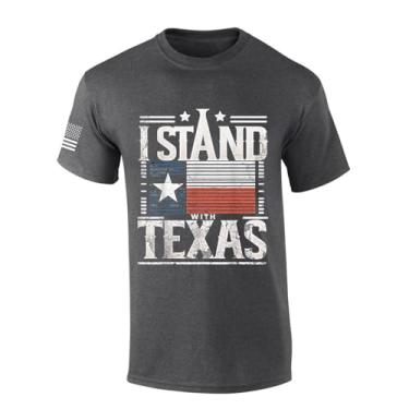 Imagem de Camiseta masculina Texas I Stand with Texas Lone Star Camiseta de manga curta, Cinza mesclado, M