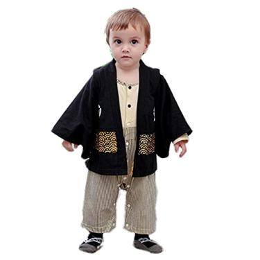 Imagem de SZCQ Macaquinho de quimono para bebês meninos, fantasias japonesas, roupas infantis de samurai de algodão bege PP (6-9 meses)