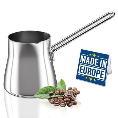 Imagem de Crystalia Cafeteira turca de aço inoxidável 18/10, máquina de chá de fogão, aquecedor de leite, café árabe grego Cezve Briki, 71 g (prata, grande)