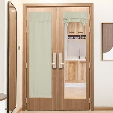 Imagem de NICETOWN Cortinas de porta francesas para janela, cortinas com isolamento térmico de privacidade para cozinha, persiana de porta de linho de fazenda para escritório, persianas de amarrar, 66 x 182 cm,