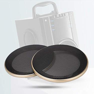 Imagem de Acouto Sprechergitter Wei Sprecherdeckung 2 peças capa protetora de alto-falante de 10 cm, capa de decoração de alto-falante de carro branca (ouro + preto)