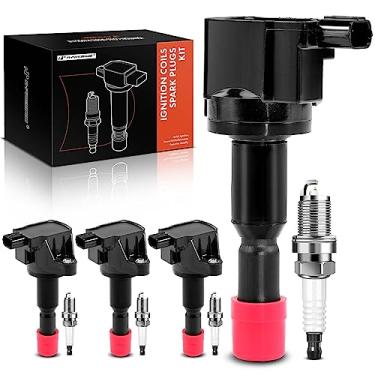 Imagem de A-Premium Conjunto de 4 bobinas de ignição e velas de ignição de irídio compatíveis com Honda Fit 2007-2008 1,5L, substituição # 30520-PWC-003, NGK94279