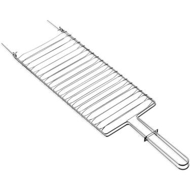 Imagem de Grelha Dupla em Aço Inox Abre e Fecha para Churrasqueira Churrasco Tramontina 31x18cm