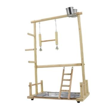 Imagem de Generic Pássaro de madeira playground periquito cercadinho escada exercício poleiro jogar pássaros mastigar brinquedos para gaiola acessórios periquitos