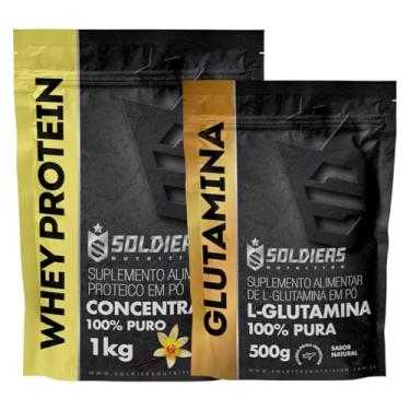 Imagem de Kit: Whey Protein Concentrado 1Kg + Glutamina 500g - 100% Importado - Soldiers Nutrition Sabor:Baunilha