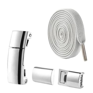 Imagem de Lock Shoelaces Without Ties Flat Elastic Laces Sneakers Boots No Tie Shoelace Rubber Bands For Shoes Accessories(Light gray)