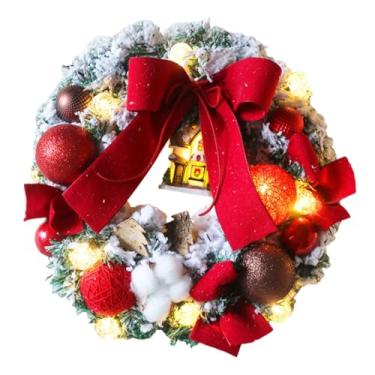 Imagem de Esquirla 30 cm Guirlanda de Natal Decoração de Natal Decoração de Natal, Guirlanda de Porta da Frente, Guirlanda Artificial com Bolas de Natal, Vermelho