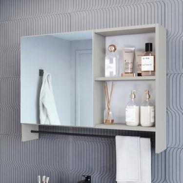 Imagem de Armário Espelheira para Banheiro com 1 Porta 1 Toalheiro e Nichos Arenas