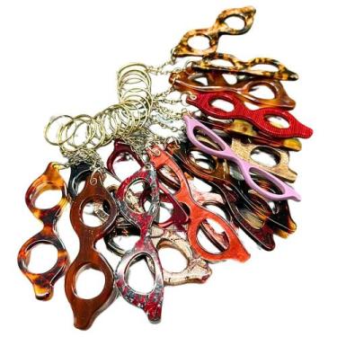 Imagem de Kit 20 Un Chaveiro Óculos Ótica Acetato armação metal atacado conserto