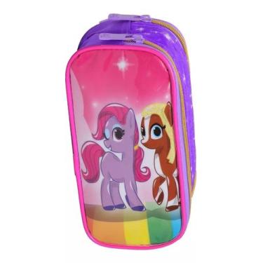 Imagem de Estojo Feminino Escolar Com 2 Divisórias Pônei Pony - Yepp, Roxo