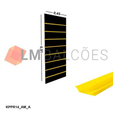 Imagem de Painel Canaletado Preto em Mdf 0,91 x 0,45m com Perfil Pvc Amarelo - L