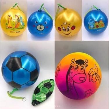 Imagem de kit c/10 Bola Borracha Poing Poing C/cordão Mola 23cm - Brinquedo - PL