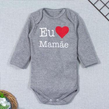 Imagem de Body longo de bebê frase eu amo a mamãe mescla - Era Uma Vez, 3-6M