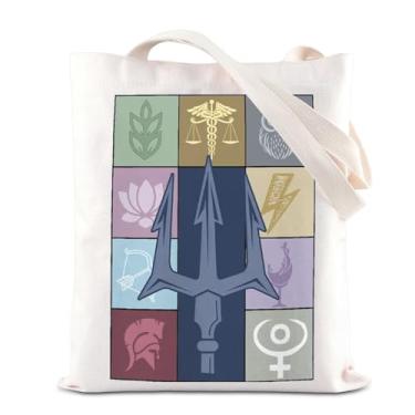 Imagem de ENSIANTH Presente inspirado no acampamento Half Blood Presente para fãs de filmes PJO Mitologia Grega Sacola de Compras Percy Book Lover Gift, Bolsa de coruja Pjo, One Size