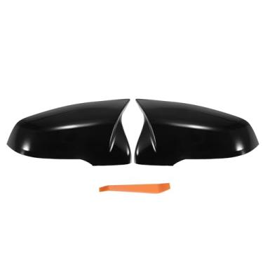 Imagem de X AUTOHAUX 1 par de tampa do espelho do lado do passageiro do motorista retrovisor do carro preto brilhante para BMW X1 F48 2 Series F45 F46 2016-2023 Capas de proteção de espelho acabamentos