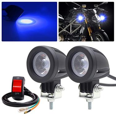 Imagem de YnGia Holofotes de motocicleta de 10 W, luzes adicionais de LED, 2 peças, luz de trabalho, neblina, azul, 12 V, 24 V, para carro, caminhão, trator off-road, 4 x 4, quadriciclo