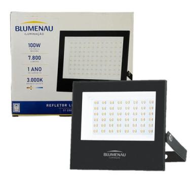 Imagem de Kit 2 Refletor Led Slim 100w Branco Quente 3000K IP66 Luz AMARELA - Bl