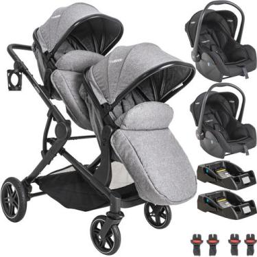 Imagem de Carrinho para Gemeos 2 Bebe Conforto 2 Base Kiddo Pair Cinza