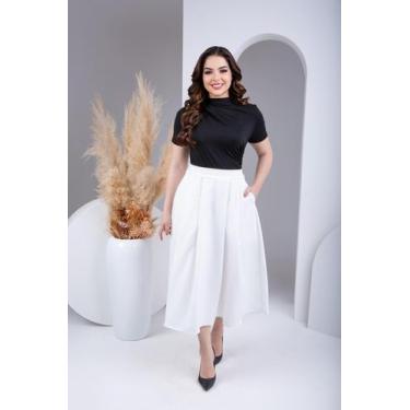 Imagem de Saia Feminina Alfaiataria Midi Solta Plissada Com Forro - Monarca, Bra