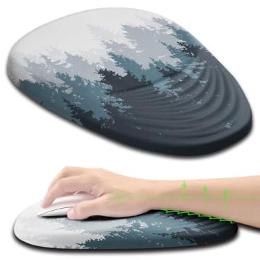 Imagem de Armanza Mouse pad ergonômico, suporte de pulso, mouse pad com descanso de pulso, design de massagem de espuma viscoelástica e base de poliuretano antiderrapante para alívio da dor, mesa, escritório,