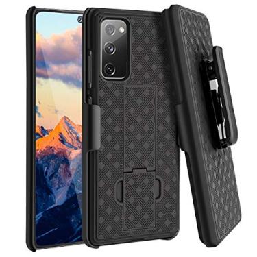 Imagem de Capa para Samsung Galaxy S20 FE 5G, capa fina com clipe para cinto Fingic Galaxy S20 FE Combo com suporte giratório clipe para cinto, capa protetora robusta para Samsung Galaxy S20 FE 6,5 polegadas - Preta