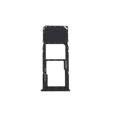 Imagem de Suporte para cartão SIM de 2 x compartimentos micro SD de substituição compatível com Samsung Galaxy A21S SM-A217M/DS 6,5 polegadas (preto)