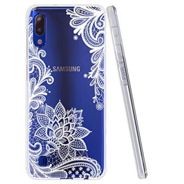 Imagem de Sidande Capa para Galaxy A10, à prova de choque, transparente, floral, macia, flexível, TPU fina, para Samsung Galaxy A10 mandala de 6,2 polegadas