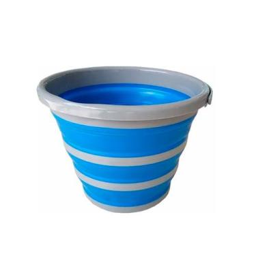 Imagem de Balde Silicone Dobrável Retrátil 10 Litros - HX, Azul