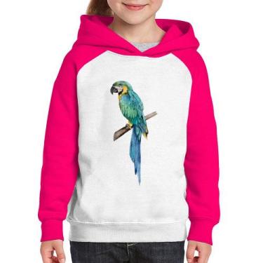 Imagem de Moletom Infantil Arara Azul - Foca na Moda, Branco, Rosa, 8