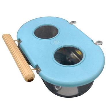 Imagem de Comedouro Médio com Poleiro 2 Furos - Azul - Injetfour
