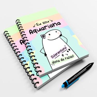 Imagem de Caderno Universitário 96fls Meme Flork Signo Aquariana - Premium