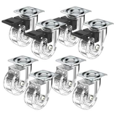 Imagem de (8pçs) Rodizio Rolamento Roda Gel 50mm (4 C/ Freio + 4 Sem) - SOPRANO